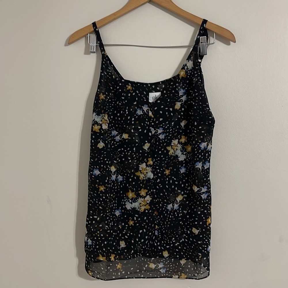 Cabi Cluster Cami Black Floral Tank Style Women’s Size S
